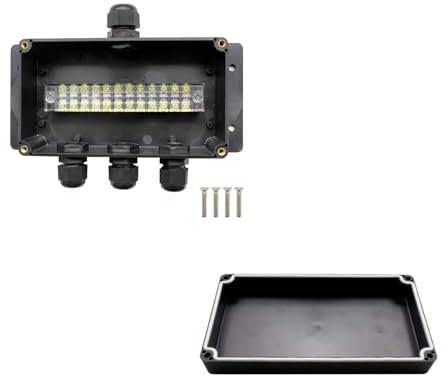 WJUAN Boite Derivation, Noir, IP66 Boite de Derivation Electrique, Montage Surface 4 Fils Boite Derivation Etanche, avec Presse Étoupe, pour Câblage, L'installation Électrique, L'extension Circuit