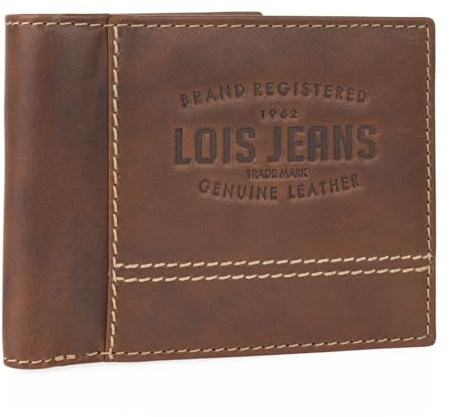 Lois - Cartera de Piel para Hombre - Cartera Hombre Piel con Monedero Interior y Tarjetero, diseño Slim, Cuero auténtico, Regalo Elegante. Proteccion RFID, Marron