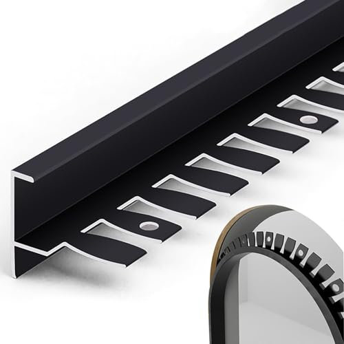 Raouoae Perfil De Metal Flexible En Forma De F Para Protección De Bordes De Baldosas Y Pisos Laminados, 135cm, 2 Piezas, Ideal Para Escaleras Y Bordes De Escalón, Duradero Y Fácil De Instalar(Black,Hö