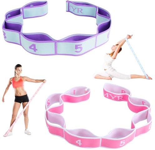 Halinuia 2 Stück Stretching Band Fitnessbänder Yoga Band, Gymnastik Bänder Elastisch Pilates Fitnessbänder, für Erwachsene Tanz Gymnastik Fitnessstudio Sport