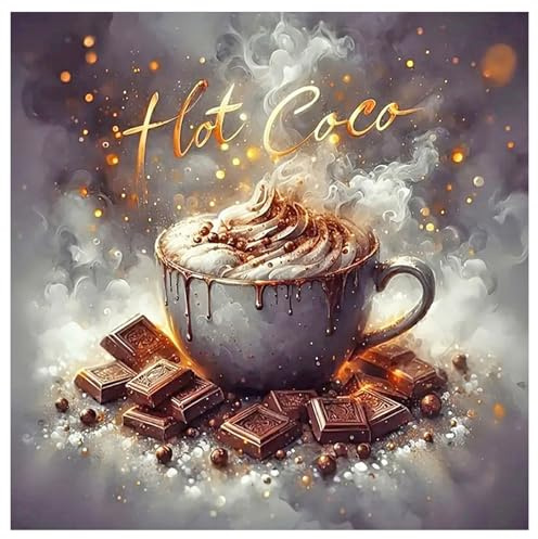 SHEGZHUC Diamond Painting Caldo Cacao 30 x 30 cm Diamond Painting Cucina Cioccolato Diamante Pittura Della Cucina Calda Cacao Mosaico Diamante Pittura Arte Ricamo Punto Croce Immagini Regalo