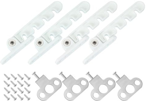 sourcing map Window Restrictor Latch Window Safety Lock Stopper, Limit Stay Adjustable Casement Window Limiter with 5 Slots for Inward Opening Window, White (4 Set, 43mm)