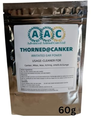 AAC Advanced Animal Care Thorned@Canker 30g, 60g, 120g For Ears & Paws. Itchy, Inflammed,Sore, Waxy, Dirty, Smelly Canker/Mites Treatment For Dogs Cats Rabbits (60.00, Grams)