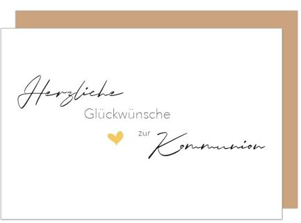 Edition Seidel Premium Glückwunschkarte zur Kommunion mit Umschlag. Kommunionskarte Karte mit Spruch Grußkarte Junge Mädchen Herz (KO303 SW025)