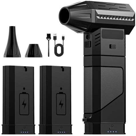 COSANO F3 Electric Air Duster with 2 Magazine-Style Batteries, 220g+ Strong Airflow, 2 Magnetic Nozzles, 3-Speed Cordless Blower with LED, Electric Inflator, Keyboard Duster for PC, Car & Electronics
