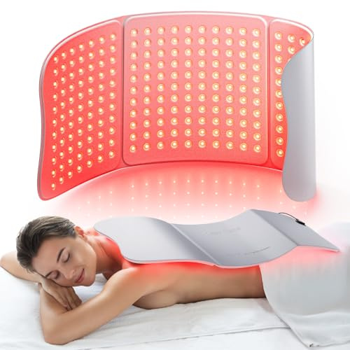 Hello Face 76 x 30 cm Großes Infrarot Lichttherapie Matte, 36W Rotlichttherapie Gürtel mit 792 LED Chips, 660nm & 850nm, Körpertherapie Panel zur Schmerzlinderung (Grau)