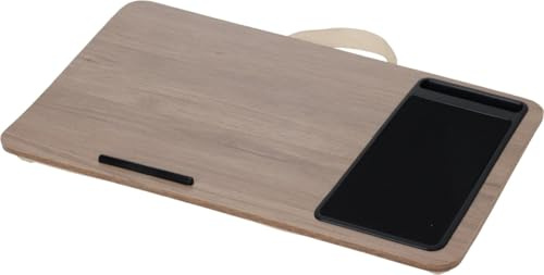 Envenzo - Bandeja portátil para portátil con cojín para el hogar y la oficina, escritorio ligero de viaje para cama o sofá, bandeja de cama con cojín con soporte para teléfono móvil (marrón)
