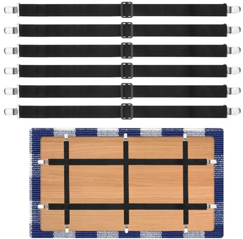 6 Packs Tablecloth Clips Hidden Strap Adjustable Elasticity Picnic Table Cloth Holder Clip for Outdoor Thick Tables Hiddens Straps Indoor Bed Sheet Clamp for Bench Cover Party Camping RV Accessories