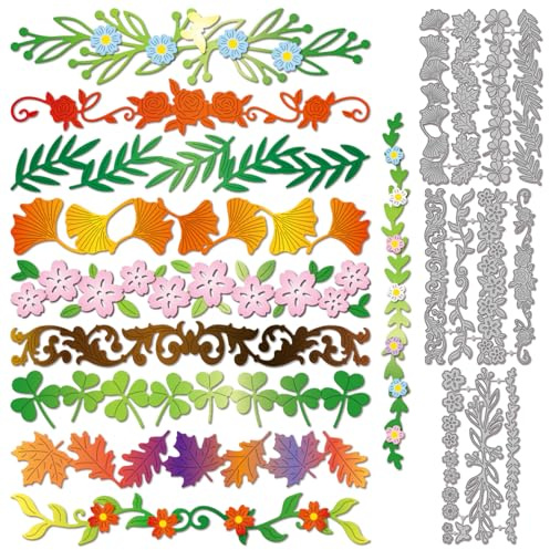 GLOBLELAND Flower Leaf Edge Cutting Dies Frame Lace Metal Die Cuts | Border For Card Making Scrapbooking Crafts Paper