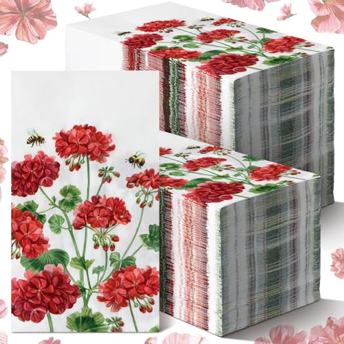 Epakh 200 Pcs Bulk Geranium Flower Guest Napkins for Bathroom