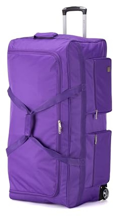 ATX Luggage 36 Extra Large Wheeled Duffle Bag Lightweight Rolling Wheels Suitcase Extra Durable Holdall for Sports Travel and Cargo | Purple