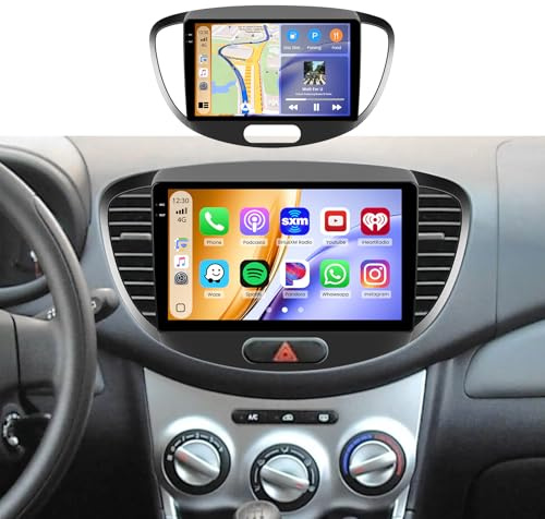 4+128G Bilradio för Hyundai I10 2007-2013 med Android Auto CarPlay | 9 Incell Radioskärm med Android 15 Bluetooth GPS-navigering WIFI EQ FM/RDS USB split-skärm mikrofonkamera