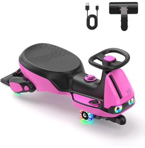 FanttikRide N10 Classic Coche Eléctrico para Niños, Mopa Desmontable, Rojo | Pedal, Carga Tipo C, GlideWiz, Antivuelco, Ruedas Luminosas, Bluetooth, para Edades de 3+, Carga Máxima 68 kg