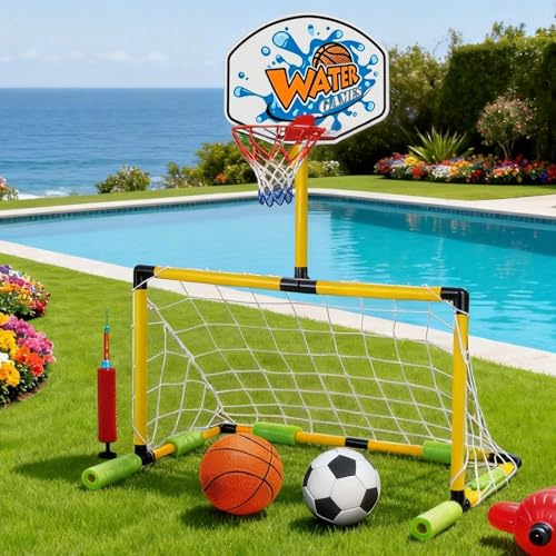 Canasta Baloncesto Para Piscina Juguete Flotante De Puntuación Con Pelota 2