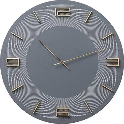 Kare Design Reloj de Pared Leonardo, Gris-Dorado, 49 cm diámetro, Grande, Moderno, Analógico, Salón, Cocina, Dormitorio, oficina en casa, pila no incluida, 49 x 49 x 5 cm (A/A/F)