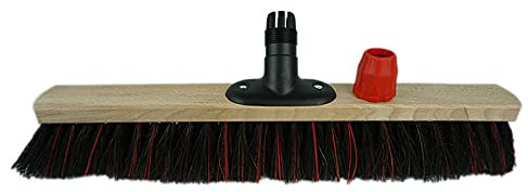 Novaliv 4 x Kehrbesen 40 cm I Besen mit Holzstiel I Arenga-Elaston Hofbesen Gartenbesen I Straßenbesen Industriebesen