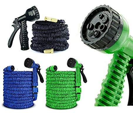 DayPlus 200FT Expanding Garden Water Hose Pipe with 7 Function Spray Gun, Green, Plastic, Rubber, Expandable Garden Hose with Spray Gun, Hose, Hardware, Documentation, 1, Lightweight, Easy Storage