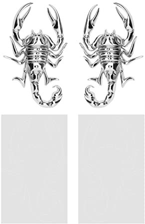 Be In Your Mind 1 Paar Auto 3D Skorpion Metall Aufkleber Wasserdicht Anti-Rost Karosserie Dekoratives Dekor Abzeichen Emblem für Automobil Motorrad Zinklegierung Silber