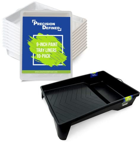 Precision Defined Ensemble de doublures de bac à Peinture, bacs à Peinture Supreme 10 cm (4 Pouces) avec Poches de Peinture Profondes - Plastique résistant et Durable (9-inch / (23 cm))