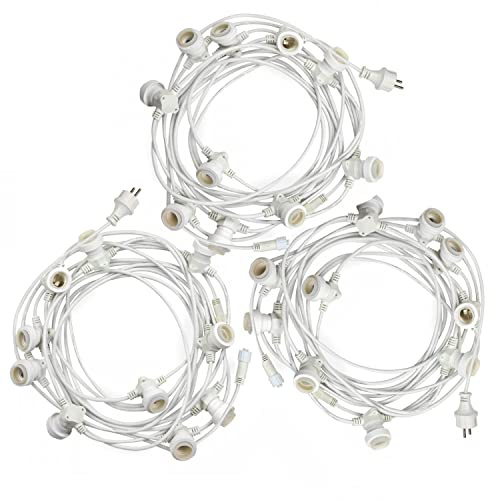 MU 30M Catena Luminosa Esterno LED Catenaria 30 Portalampada E27 Da 3 * 10 Metri Cavo Bianco Prolungabile Fino a 1000W IP54 Outdoor Giardino Matrimonio|30 M, BIANCO [Classe efficenza energetica: A]