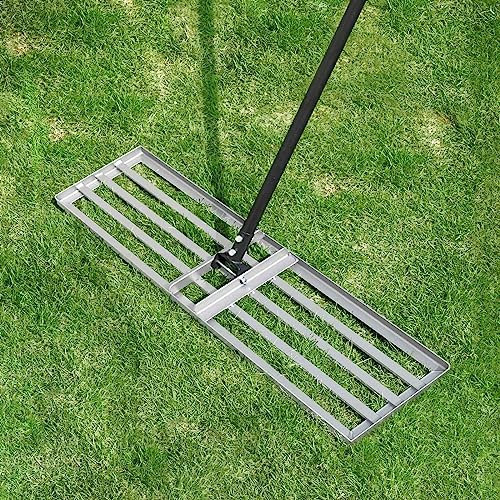 Byhagern Professional Lawn Levelling Rake, 91x25cm Heavy Duty Lawn Lute & Lawn Leveller with Stainless Steel Pole, for Effortless Leveling on Garden, Golf Course, Farm, Backyard