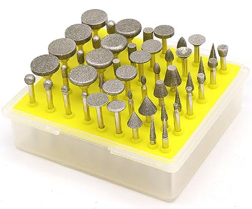 Diamant Schleifstifte Fräser Set - 50 stk Diamantfräser Frässtifte, 1/8 Zoll Rotationswerkzeug Zubehör für Glas Edelstein Metall Schleifen, #120