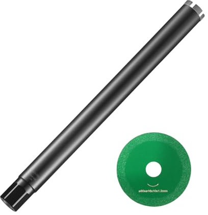 VEVOR Core Drill Bit, 2 Wet Diamond Core Drill Bits, 14 Drilling Depth Concrete Core Drill Bit with Saw Blade, 1-1/4-7 Inner Thread, Laser Welding, Diamond Wet Coring Bit for Concrete Brick