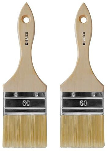 Tradineur - Pack de 2 paletinas para pintar, Nº 30, brocha plana, mango de madera y cerdas de fibra suave, uso universal, esmaltar, barnizar, retocar - 60 mm
