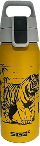 SIGG - Alu Trinkflasche Kinder - WMB ONE Brave Tiger - Für Kohlensäurehaltige Getränke Geeignet - Auslaufsicher - Federleicht - BPA-frei - Klimaneutral Zertifiziert - Sport & Schule - Gelb - 0,6L
