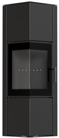 Ildnord ODYN/M/L/Black Poêle à Bois en Acier 8kW avec Centre Noir BImSchV Stufe 2, EEK A