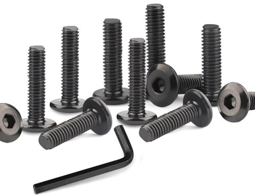 Plstod 40 Pezzi Viti M6 x 16mm, Viti a Testa Piatta con Esagono Incassato, Acciaio Inossidabile Vite Testa Piatta, Filettatura Completa in Ossido Nero con Chiave Esagonale