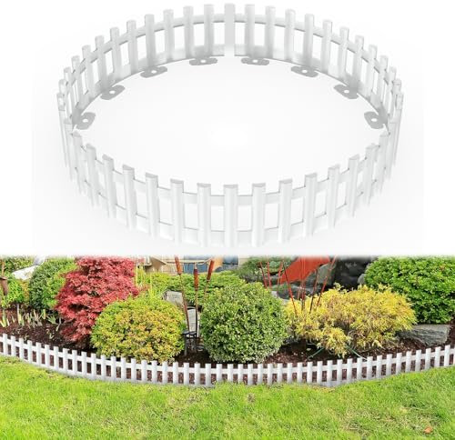 NAIZY Lot de 6 bordures de pelouse en plastique pour parterres de fleurs pour jardin, pelouse, blanc (6 pièces/258 cm)