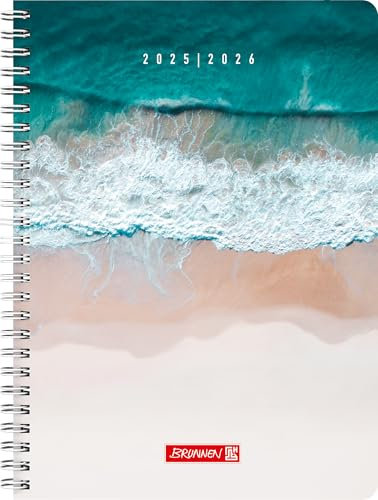 BRUNNEN Schülerkalender Style (2025/2026) Beach Waves, 2 Seiten = 1 Woche, A5, 160 Seiten, PP-Umschlag, mehrfarbig