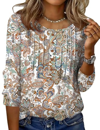Zeagoo Long Sleeve Tunic Tops for Women Boho Tee Women's Tunic Top Cute Blouse Plus Size Tops For Women Casual Crew Neck Loose Fit Summer 2026