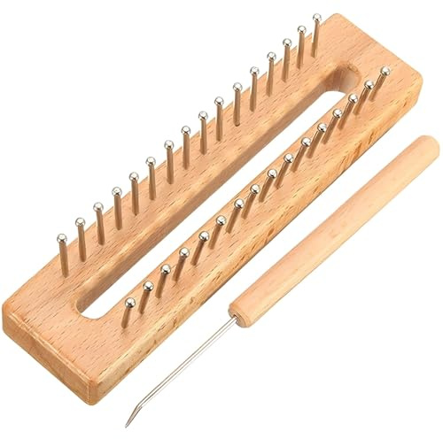 Lavoro a maglia in legno con uncinetto, cornice rettangolare, 10,6 x 16 cm, per maglioni e sciarpe