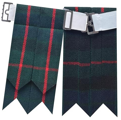 Flashes de kilt écossais pour homme – Chaussettes de kilt traditionnelles Flash et unies avec ajusteurs de boucle lourds, jarretières en laine acrylique pointues – Parfait pour les tenues Highland
