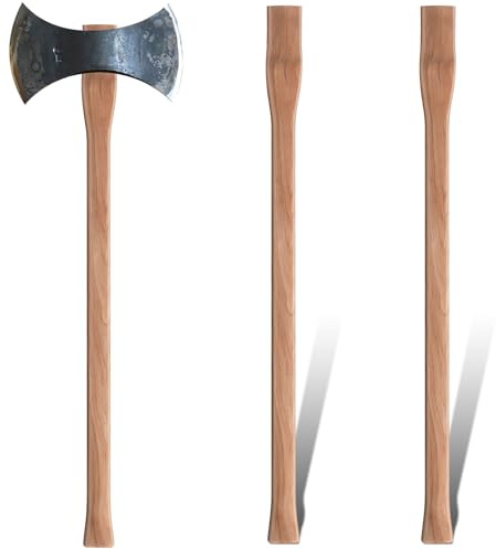 Lasnten 2 Pack 36 Inch Double Bit Axe Handles, Hickory Wood Replacements