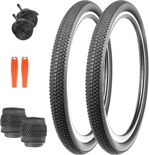 WEEROCK 2 st 26/27,5/29 tum hopfällbara cykeldäck 26/27,5/29 x 2,125 cykel ersättningsdäck 30 TPI med 66 cm/29 tum innerslang för MTB/mountainbike/stadscykel/landsvägscykel/hybridcykel