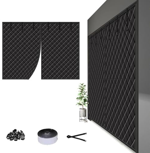 Winters Garage Door Screen Magnetic Thermal Insulated Door Curtain 183x183cm 274x213cm 229x229cm Thermal Garage Door Cover Weatherproof(Svart,W229xH274cm)