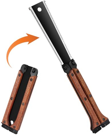 Adiwo Japansk fällbar såg, handhållna såg för trä, tänder på båda sidor, dragsåg, Sk5-blad, dubbelkant, tre sidor slipningständer för träbearbetning, trädgårdssågning