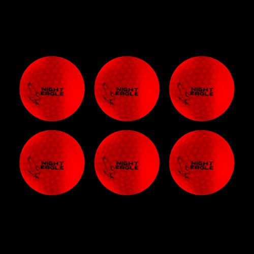 Night Eagle 6 LED Golfbälle Light-Up - Nachtgolf leuchten Rot Blau Grün Pink Weiß Lustig Golf Geschenk Bunt (Rot)