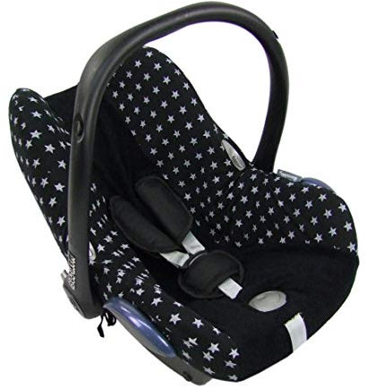 BAMBINIWELT Sommerbezug, Schonbezug, Bezug aus FROTTEE kompatibel mit Maxi Cosi CABRIOFIX STERNE (schwarz hellgraue Sterne) XX
