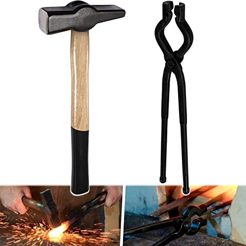 43,2 cm V-Bit Bolzen Schmiedezange und Schmiedehammer 000811-1500, perfekt für montierte Klingen, Mith, Schmiedezange, Werkzeug-Set, Schraubstock, Amboss-Hammer (2 Stück)