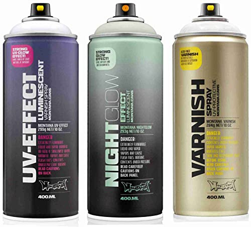 Set de aerosol fluorescente fluorescente de luz nocturna, efecto UV fospoherescente, luz negra autonivelante, aerosol que brilla en la oscuridad, barniz transparente, brillo de alta luminosidad