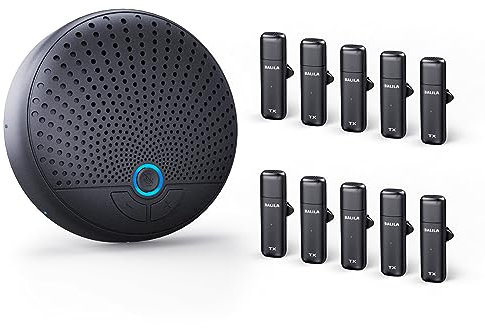 BALILA Konferenz Mikrofon Lautsprecher, 360° Sprachaufnahme & Rauschunterdrückung | Plug & Play USB Lautsprecher mit 10 Lavaliermikrofon, Konferenzlautsprecher für Homeoffice,Büro