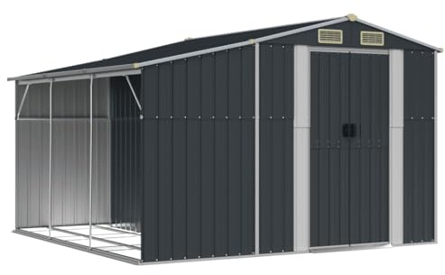 vidaXL Trädgårdsskjul antracit 277x279x179 cm galvaniserat stål, verktygsbod, verktygsskjul, bod, verktygsbodar, skjul, bodar, vedbod, vedbodar