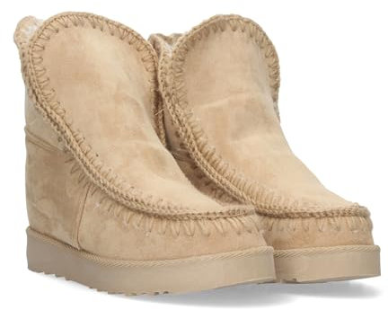 shoes&blues.es 80169-Botin Plano para Mujer, Estilo Australiano, Material Aterciopelado, Forrado de Pelo, de Punta Redonda.. Talla 36 Kaki