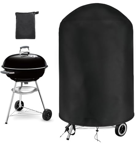 Newbob Housse Barbecue Exterieur pour Weber 57cm, Bache Barbecue pour Weber 57cm, Oxford 420D Imperméable Housse pour Plancha Exterieur Barbecue Ronde(Φ71x68cm)