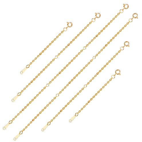 6uds Cadena Extensor de Collar, Extensores de Joyería de 3 Tamaños con Hebilla de Resorte Cadena de Extensión de Pulsera para Hacer Joyas Manualidades Collar Pulsera Tobillera(Oro)