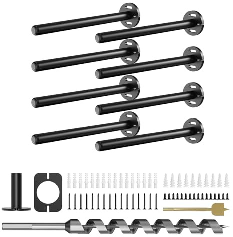 8pcs Wall Shelf Brackets Heavy Duty Floating Shelf Bracket Hidden,Invisible Black Shelving Brackets Decorative Floating Shelf Hardware Heavy Duty,Metal Shelf Support Bracket (8 inch-8pcs)